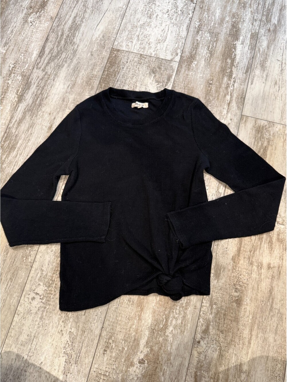 Madewell Black Thermal Knot Front Top Size S